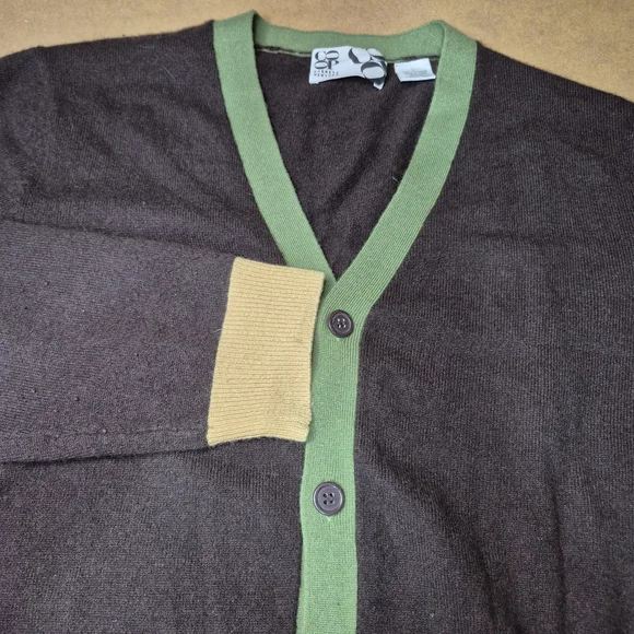 Barneys New York Brown Cardigan with Green and Gray Details - Picture 2 of 10